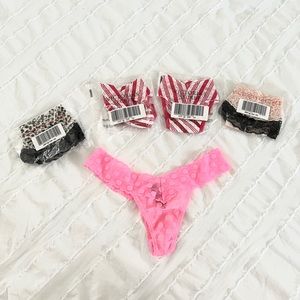 Victoria's Secret The Lacie Thong One Size Set of 5 NWT